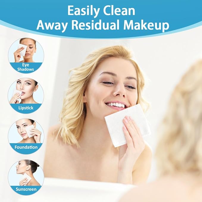 HOMEXCEL Face Towels, Biodegradable Makeup Remover Dry Wipes, Super Soft Clean