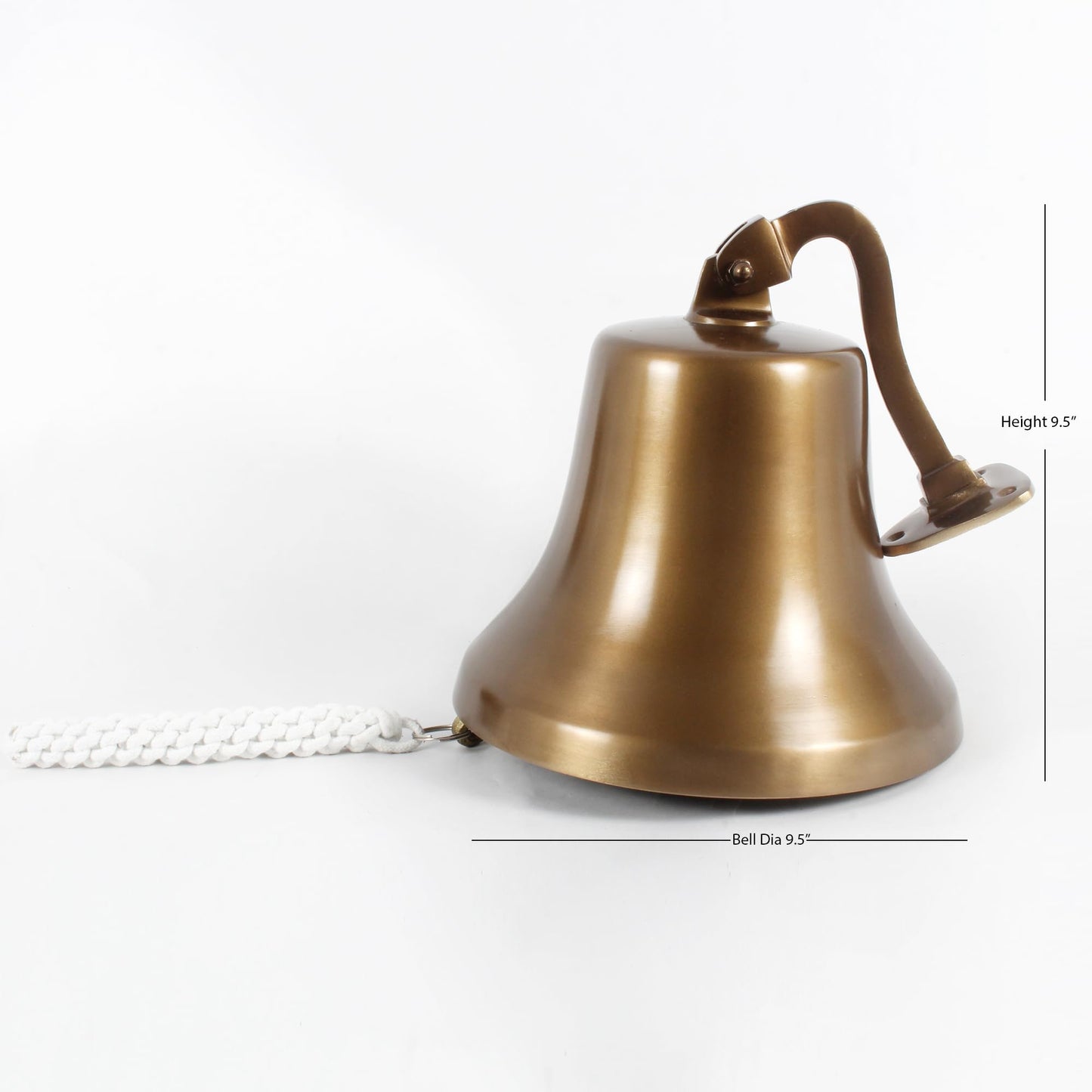 Nautical Hanging Wall Mountable 9" Antique Brass Ship Bell Ideal for Wall or Hanging, Suitable for Home, School or Church