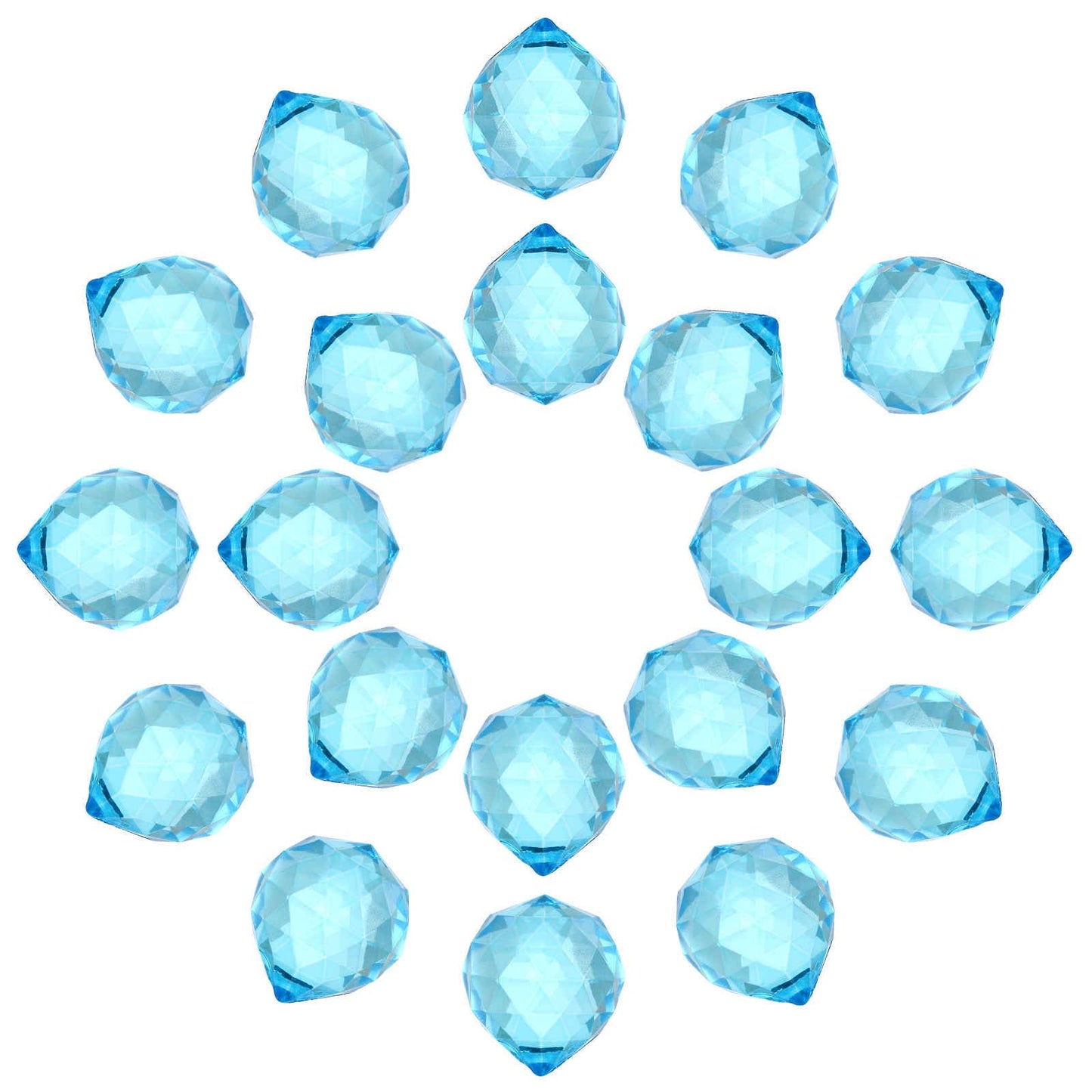 MECCANIXITY 20Pack Crystal Ball Prism, 20mm/0.8" Decorative Ball Sun Shine Catcher Suncatcher Beads for Chandelier Window Wedding Decoration Home Decor, Light Blue
