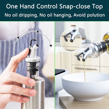 Mincham Olive Oil Dispenser Bottle 7oz(200ml), Oil Dispenser Bottle for Kitchen, Premium Glass Stainless Steel Oil and Vinegar Cruet, with Spout and Pouring Funnel, No-drip Oil Bottle