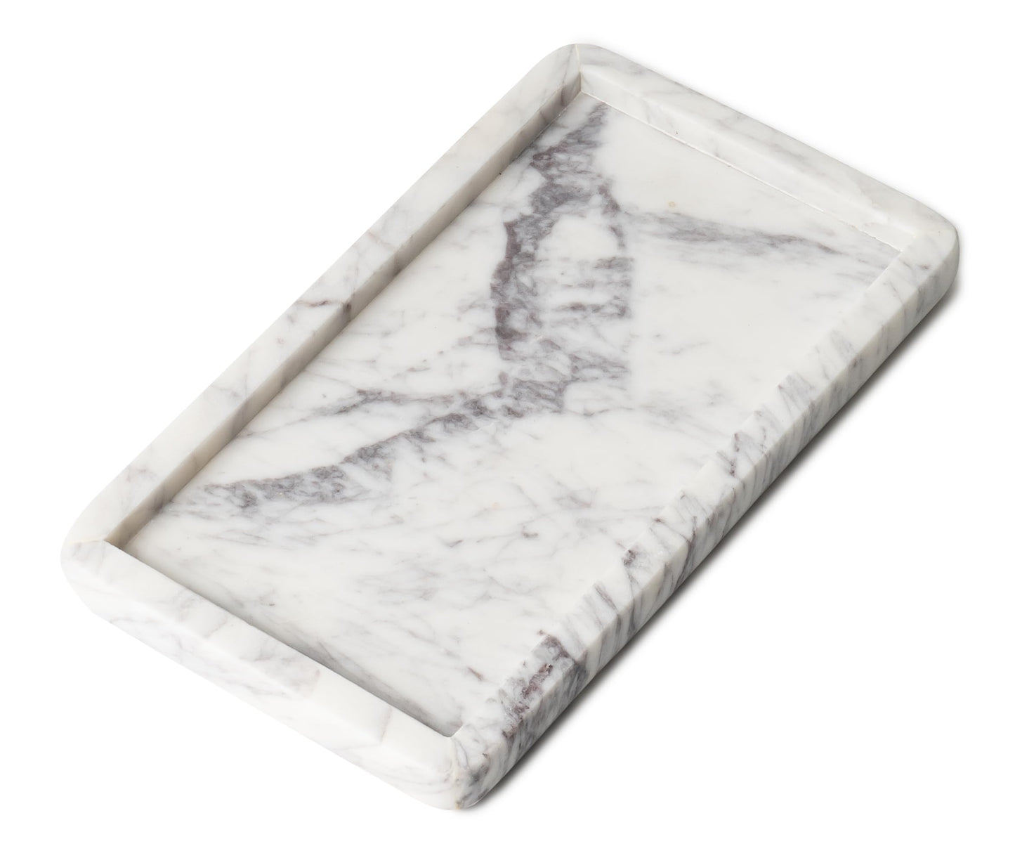 Cork & Mill Marble Tray for Bathroom Countertop, Kitchen Counter, or Catchall - 8 3/4" x 5" Small Rectangular Vanity Tray for Skincare or Perfume - Handcrafted Natural White Marble Stone Organizer
