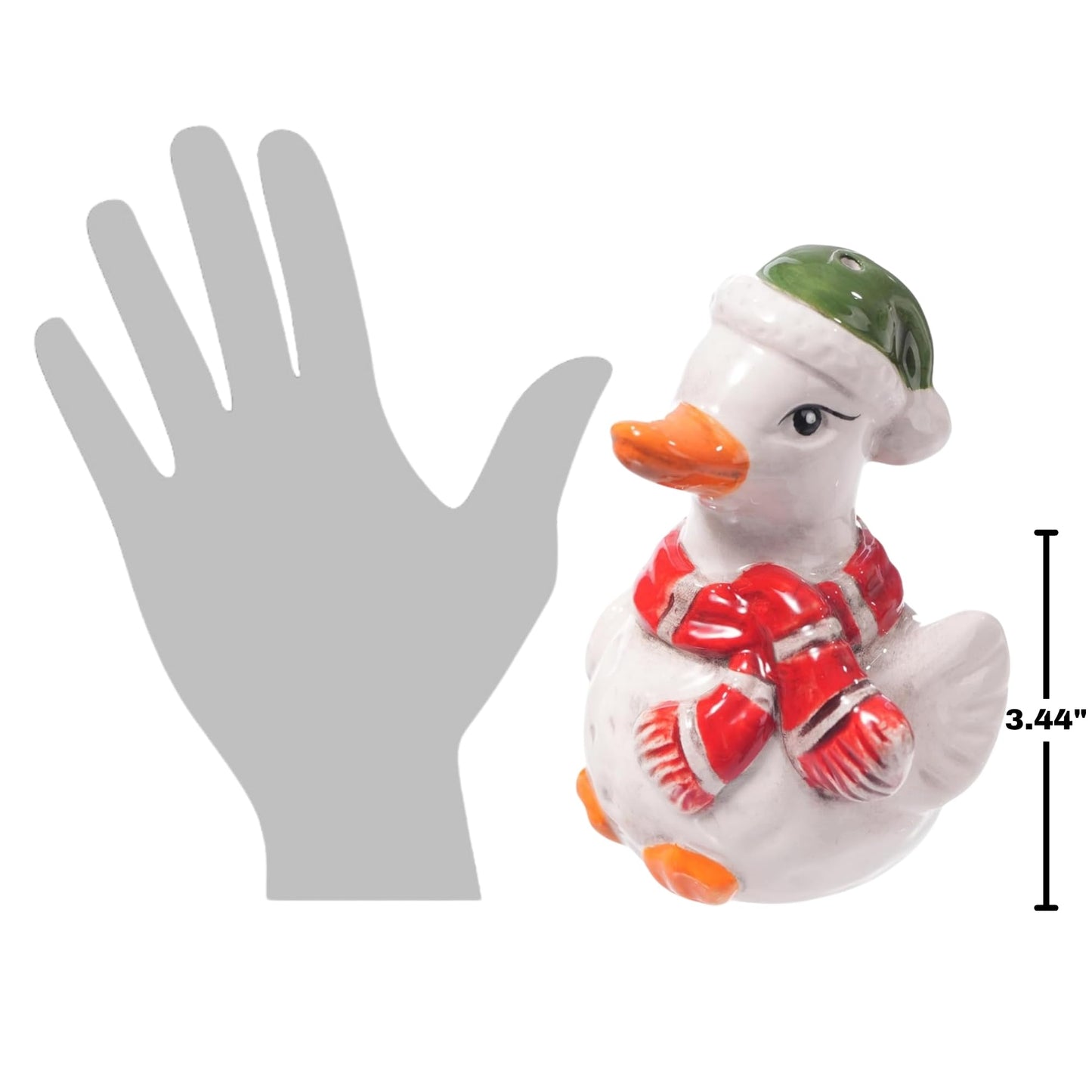 The Bridge Collection Ceramic Christmas Duck Salt & Pepper Shakers - Winter Ducks in Hats & Scarves Holiday Shaker Set
