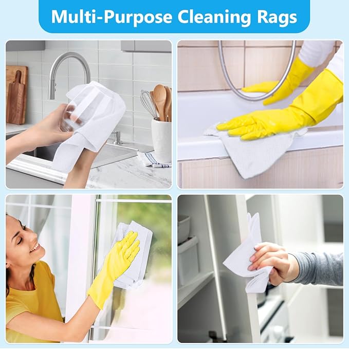 GLIMGLINT White Microfiber Cleaning Cloth, 100 Pack Cleaning Rags, Ultra