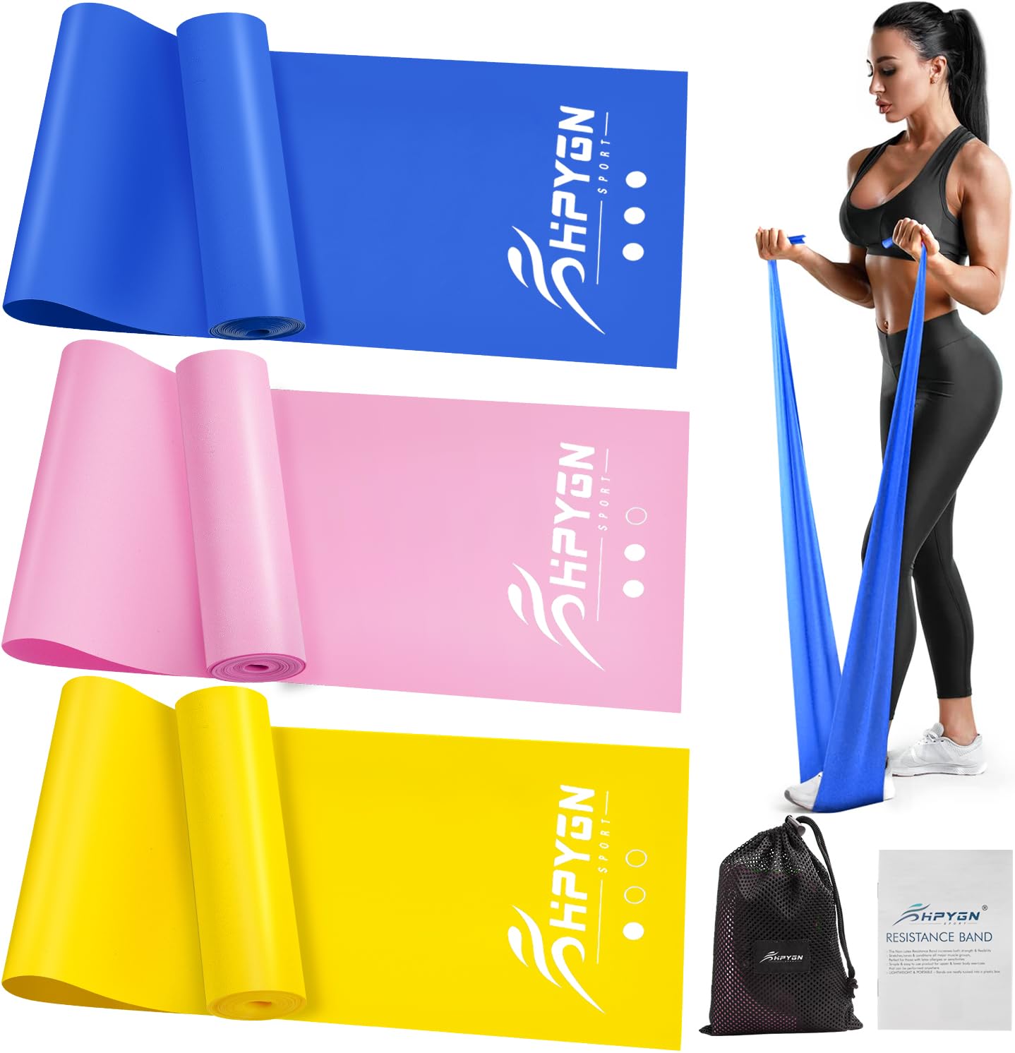 Resistance Bands, Exercise Bands, Physical Therapy Bands for Strength Training, Yoga, Pilates, Stretch Elastic Band with Different Strengths, Workout Bands for Home Gym