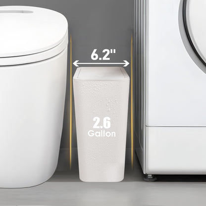 TIPGO Bathroom Trash Can with Lid, 10 Liter/ 2.6 Gallon Slim Garbage Can, Small Trash Bin Waste Basket with Pop-Up Lid for Kitchen, Bedroom, Living Room, Office (White), TSCL-10L