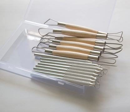 14PCS Ceramic Pottery Clay Ribbon Sculpting Tool Kit with Feather Wire Texture and Needle Detail Tools for Carving,Modeling,by Augernis
