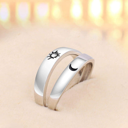 Beydodo 925 Sterling Silver Anniversary Ring Adjustable Matching Rings Sun And Moon I Love You Ring Promise