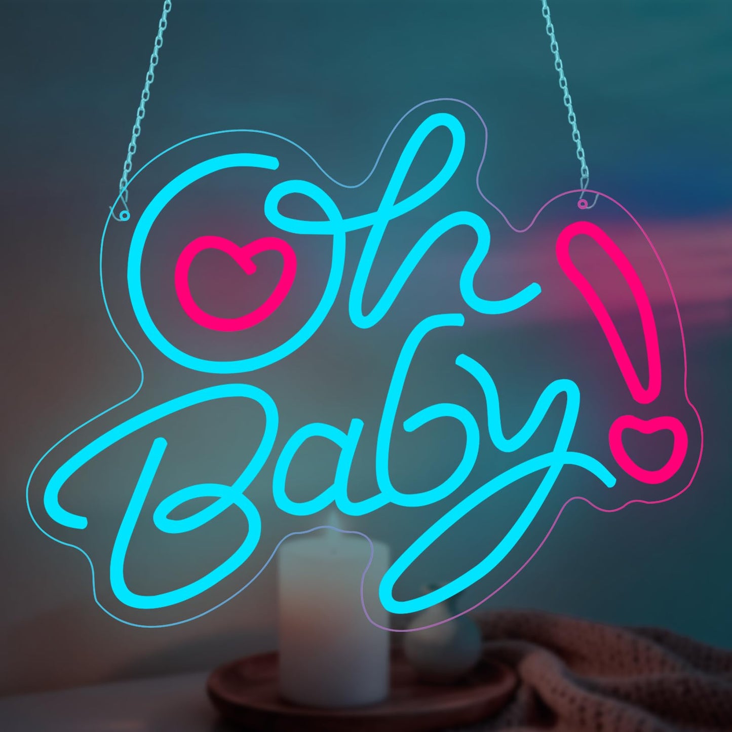 Oh Baby Neon Sign for Wall Decor, Baby Shower LED Neon Light for Boy Girl, Gender Reveal, Birthday Party Wall Decor,16.14x12.6 inches
