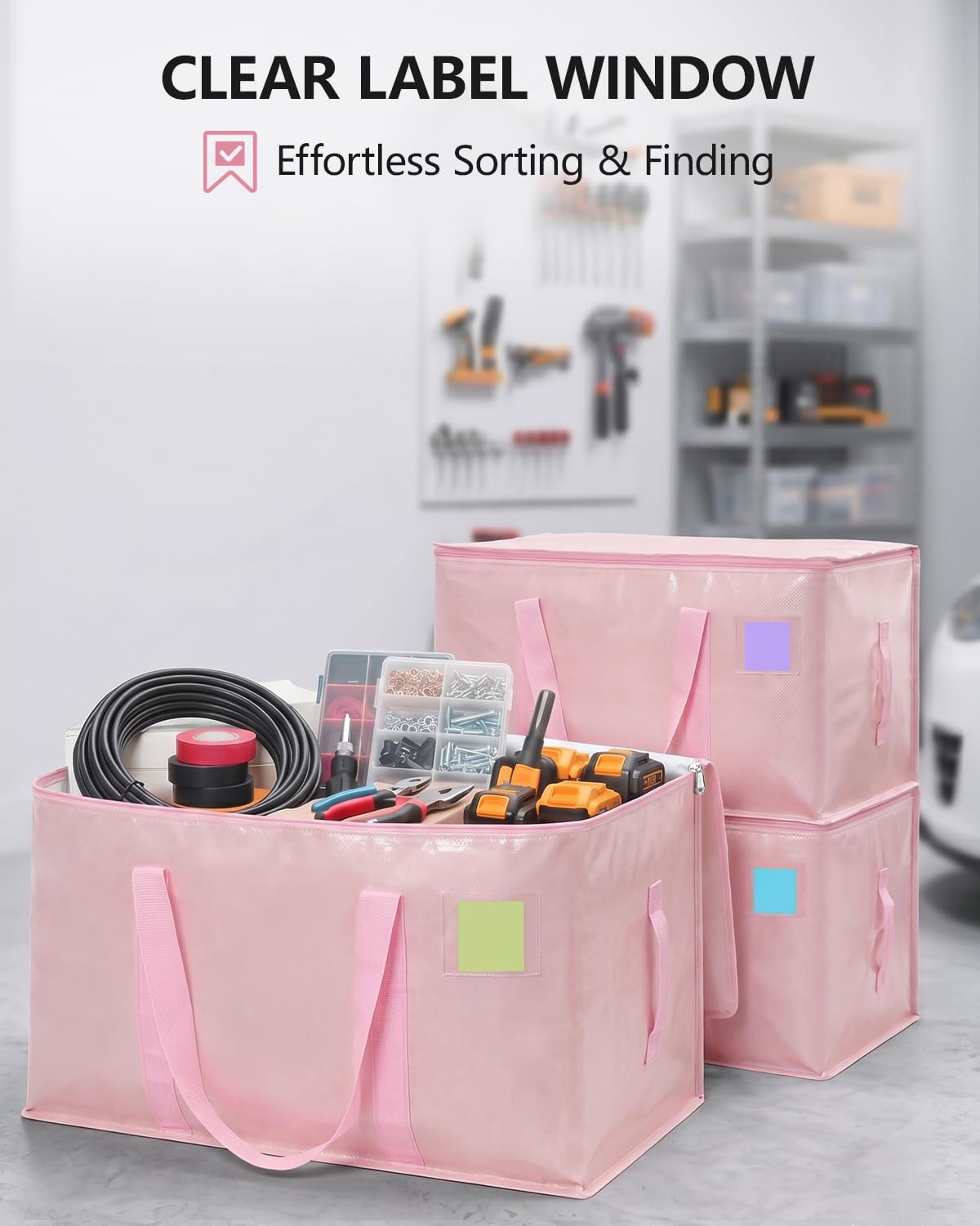 DAYSEON Heavy Duty Moving Bags Extra Large, Premium Storage Bags with Durable Zippers, Reinforced Handles, Moving Supplies for Clothes, Bedding, College Dorm Essentials, 8 Pack Pink
