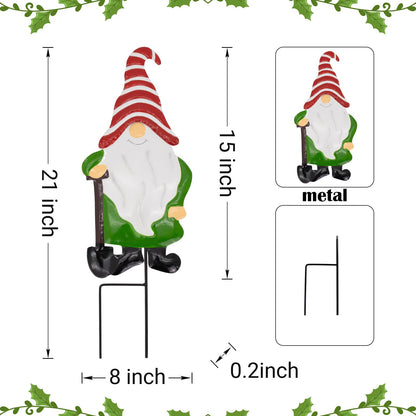 Voumsil Metal Yard Signs Decor for Rust Prevention, Yard Stakes with Gnomes for Outside Garden Yard Lawn Porch Holiday Party(Red)
