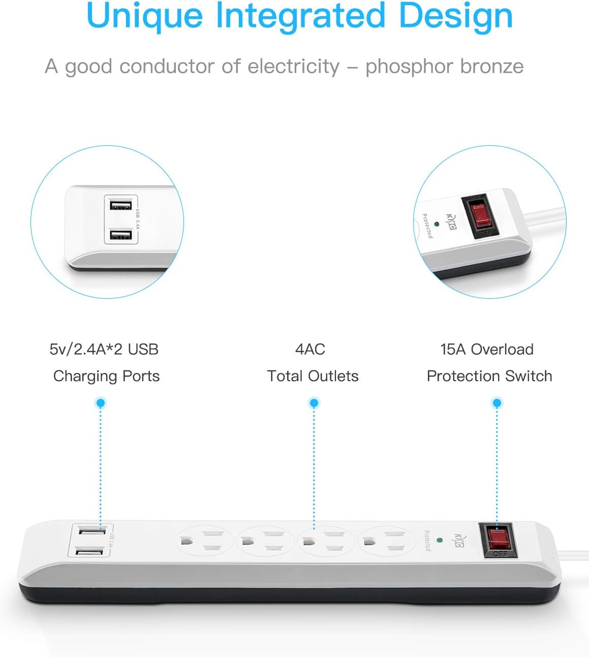4-Outlet Surge Protector Power Strip (2 Pack)