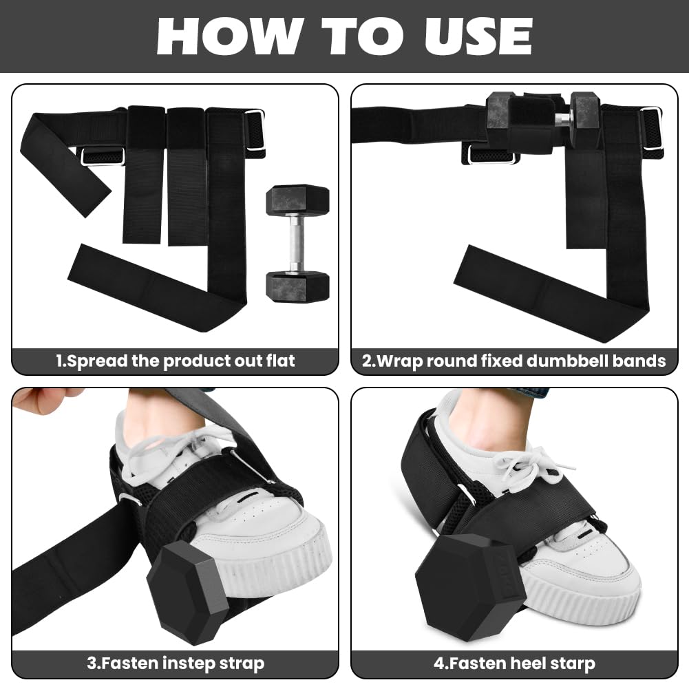 Yonderfume 2 PCS Dumbbell Foot Attachment, Extension Monkey Foot Dumbbell Attachment Straps, Foots Weight, Tibialis Trainer, Ankle Straps for Fitness Training, Leg Extensions