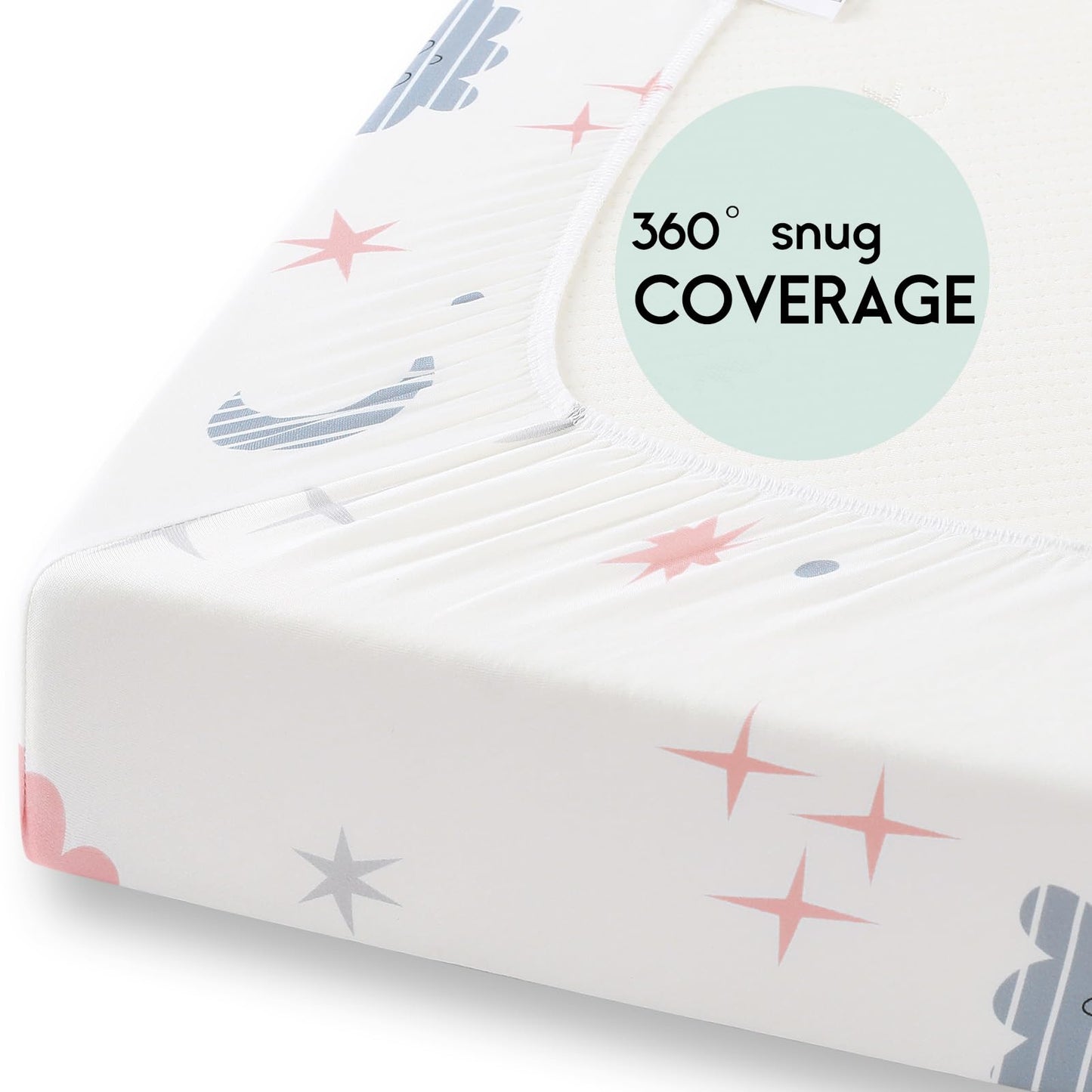 Yoofoss Pack and Play Sheets Fitted, Mini Crib Sheets 2-Pack for Pack N Play Mattress, Stretchy Playard Sheet, Soft and Breathable (Cloud)