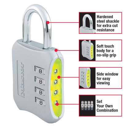 Master Lock Indoor Resettable Combination Locker Lock, 4-Digit Combo Lock for Gym and School Lockers, Colors May Vary, 653D