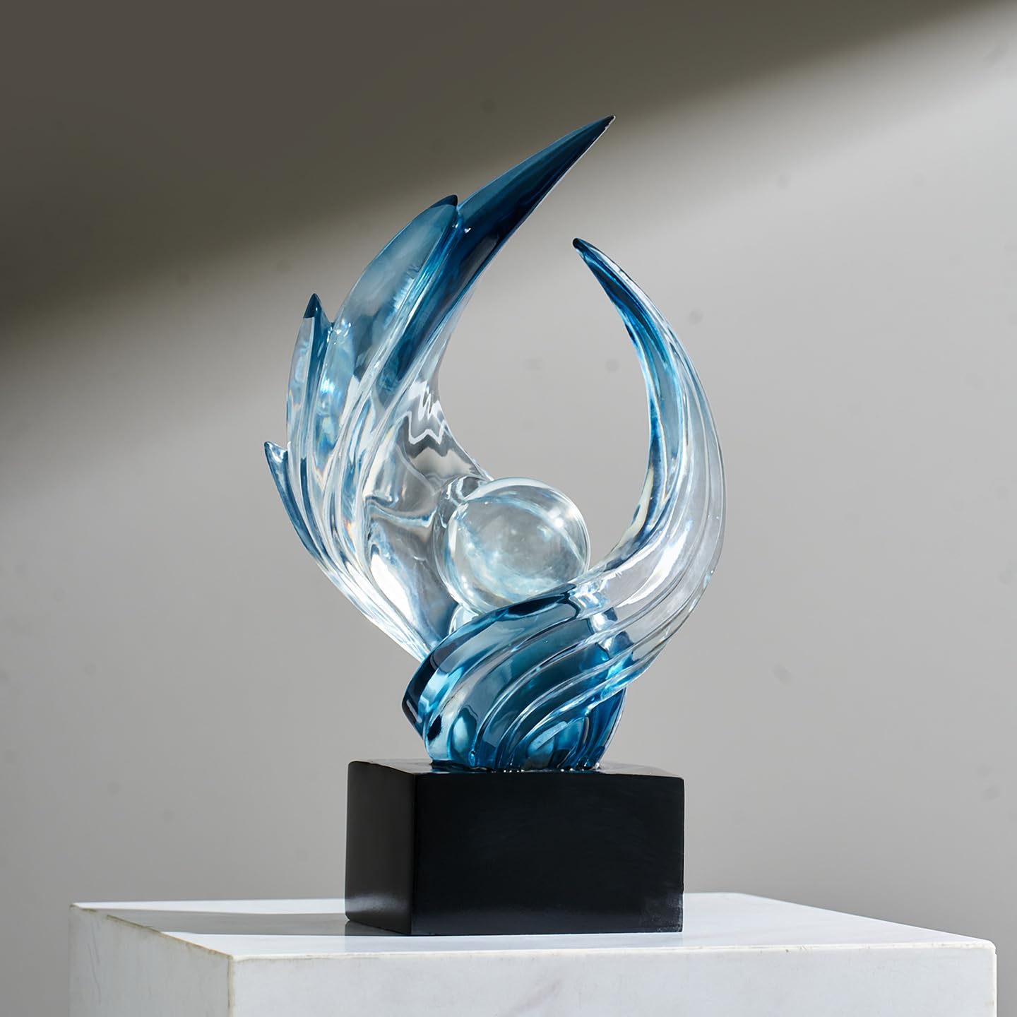 XYQXYQ Abstract Art Sculpture, Resin Gold Decorative Statue, Modern White Ornaments for Living Room, Decorativas Modernas for Coffee Table, Entryway & Office Collectibles (Blue)