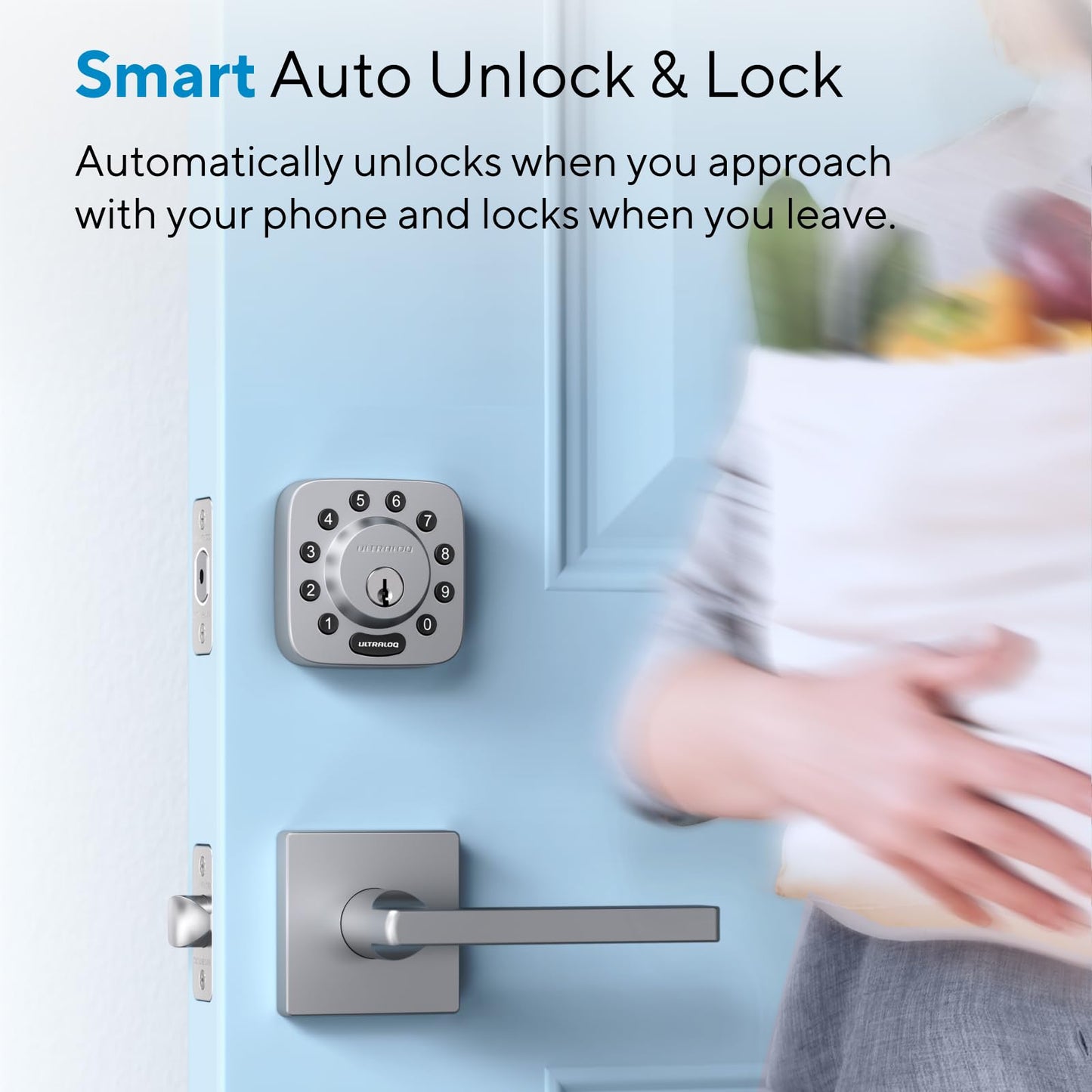 ULTRALOQ U-Bolt WiFi Smart Lock with Door Sensor, 5-in-1 Keyless Entry Door Lock with WiFi, Bluetooth, App Remote Control, Keypad, Auto Unlock, Smart Deadbolt for Front Door, IP65, 8 Months Battery