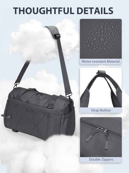 Small Gym Bag for Women with Yoga Mat Holder and Wet Compartment, Mini Gym Duffle Bag Yoga Bag with Water Bottle Pocket for Workout Travel, Dark Gray