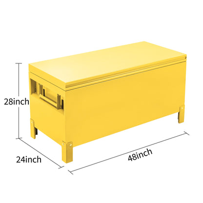 GarveeLife Heavy Duty Steel Truck Bed Tool Box - 48" XXL Lockable Jobsite Storage Chest - Weather-Resistant, Safe Hinge, Tongue Lock - Pickup, Trailer, Garage Use - 48"x 24"x 24", Yellow