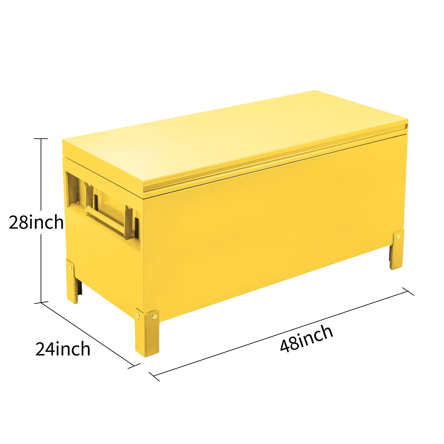 GAOMON Large Tool Box Truck Bed Toolboxes Steel Heavy Duty Waterproof Free Assemble Tool Organizer Chest Cabinet Toolbox with Side Handles for Pick Up Trucks RV Trailer (Yellow, 48'' x 24'' x 28'')