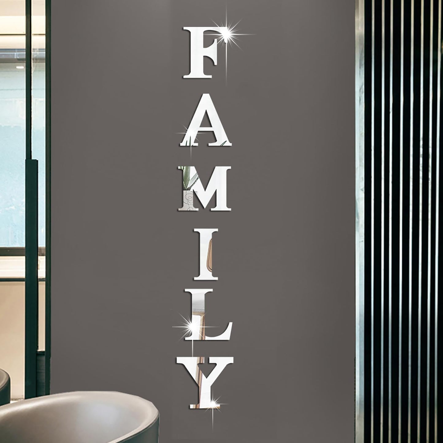 YUZUCMCM Wall Decor Family Letter Signs Home Decor Upgrade Mirrors Stickers Acrylic Wall Decorations for Bedroom Living Room