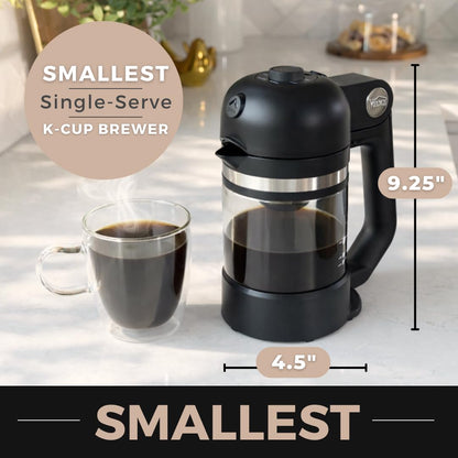VINCI Micro Café Smallest Single-Serve Coffee Brewer | Compatible with Keurig K-Cups, K-Pods | Glass Carafe | Enclosed Brewing for Hotter Coffee | Large Capacity Reusable Filter Cup Included (Red)