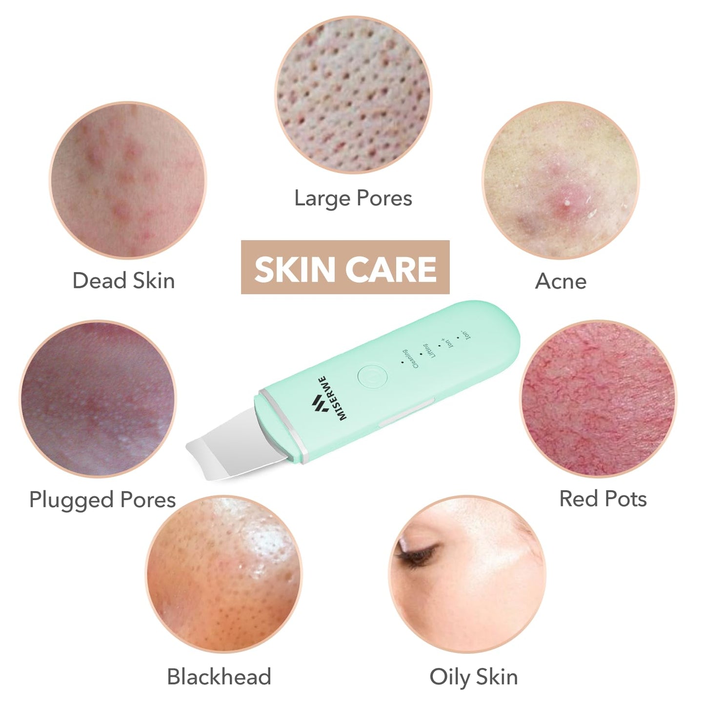 Skin Scrubber Face Skin Spatula Facial Scrubber Spatula for Deep Cleansing Blackhead Remover Pore Cleaner with 4 Modes (White)