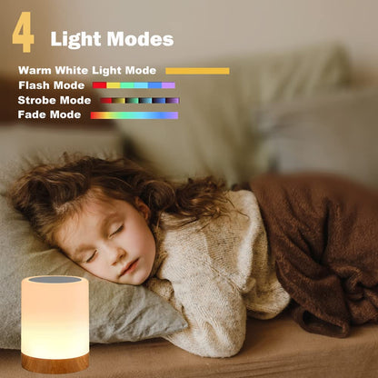 Caxmtu LED Night Light Touch Lamp Bedside Table Lamp for Kids Bedroom Rechargeable Dimmable Warm White Light + RGB Color Changing