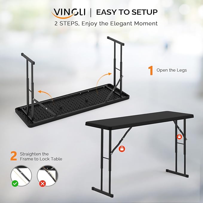 VINGLI 4 FT Narrow Folding Table, Home Work