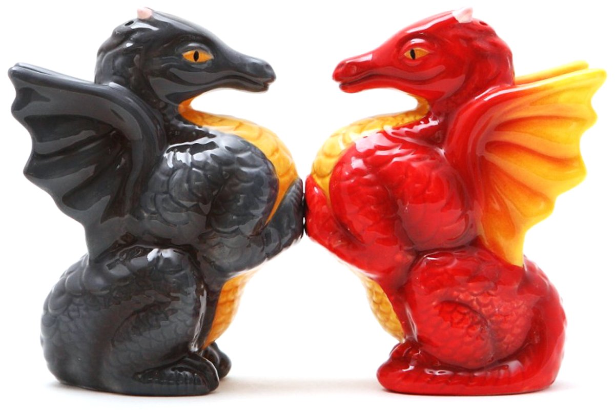 Pacific Giftware Dragons Magnetic Salt and Pepper Shakers - Ceramic Hand-Painted Fantasy Kitchen Collectible Set