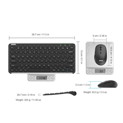 Arteck 2.4G Wireless Keyboard and Mouse Combo Ultra Compact Slim Stainless Full Size Keyboard and Ergonomic Mouse for Computer/Desktop/PC/Laptop and Windows 11/10/8 Build in Rechargeable Battery