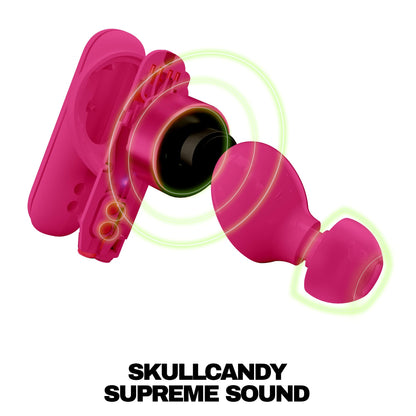 Skullcandy Smokin’ Buds Wireless Earbuds, Bluetooth Headphones, Noise Isolating Fit, Up to 20 Hours Battery, IPX4 Sweat and Water Resistant, Microphone for iPhone Android - Pink