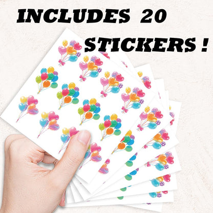 Hobbspring 240Pcs Balloon Stickers Self-Adhesive Paper Decorative Stickers Waterproof Love Balloons Planner Decals for Party Gift Scrapbook Calendar Journals Crafting Decor