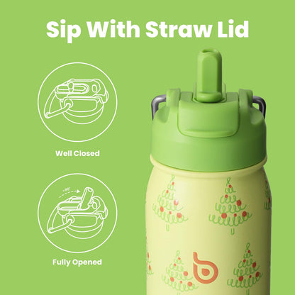 BOTTLE BOTTLE 24 oz sports water bottle stainless steel insulated water bottle with straw and pills holder (Tree)