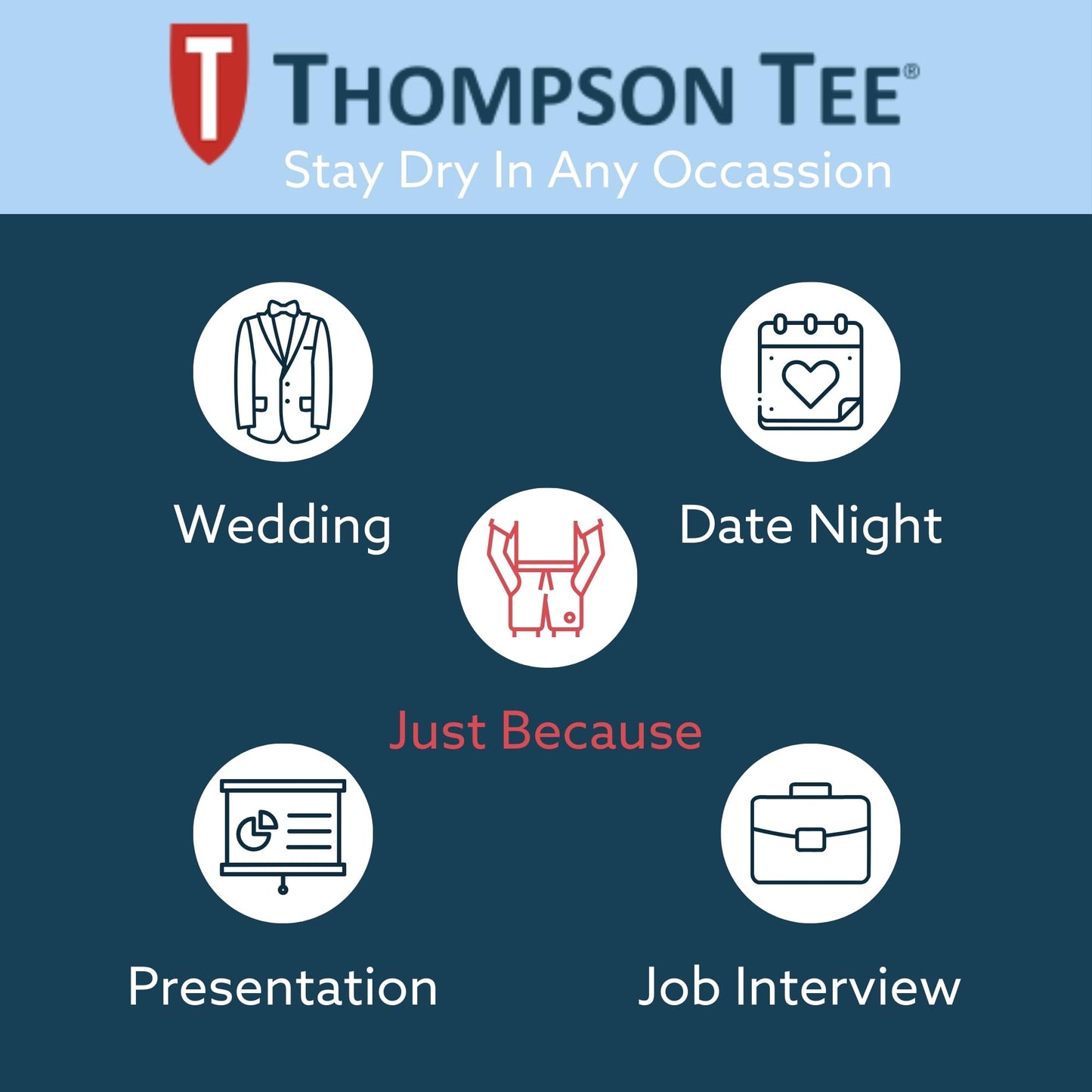 The Thompson Tee Men's Sweatproof Undershirt | Cotton V Neck | Original Fit | with Sweat Pads