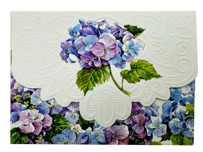 Poster Foundry Set of 3 - Blue Hydrangea Boxed Note Cards by Carol Wilson. 10 embossed 4x5 Die-Cut Notecards and Matching Stationery Envelopes in Decorative Gift Box with Magnetic Flap. NCP2101