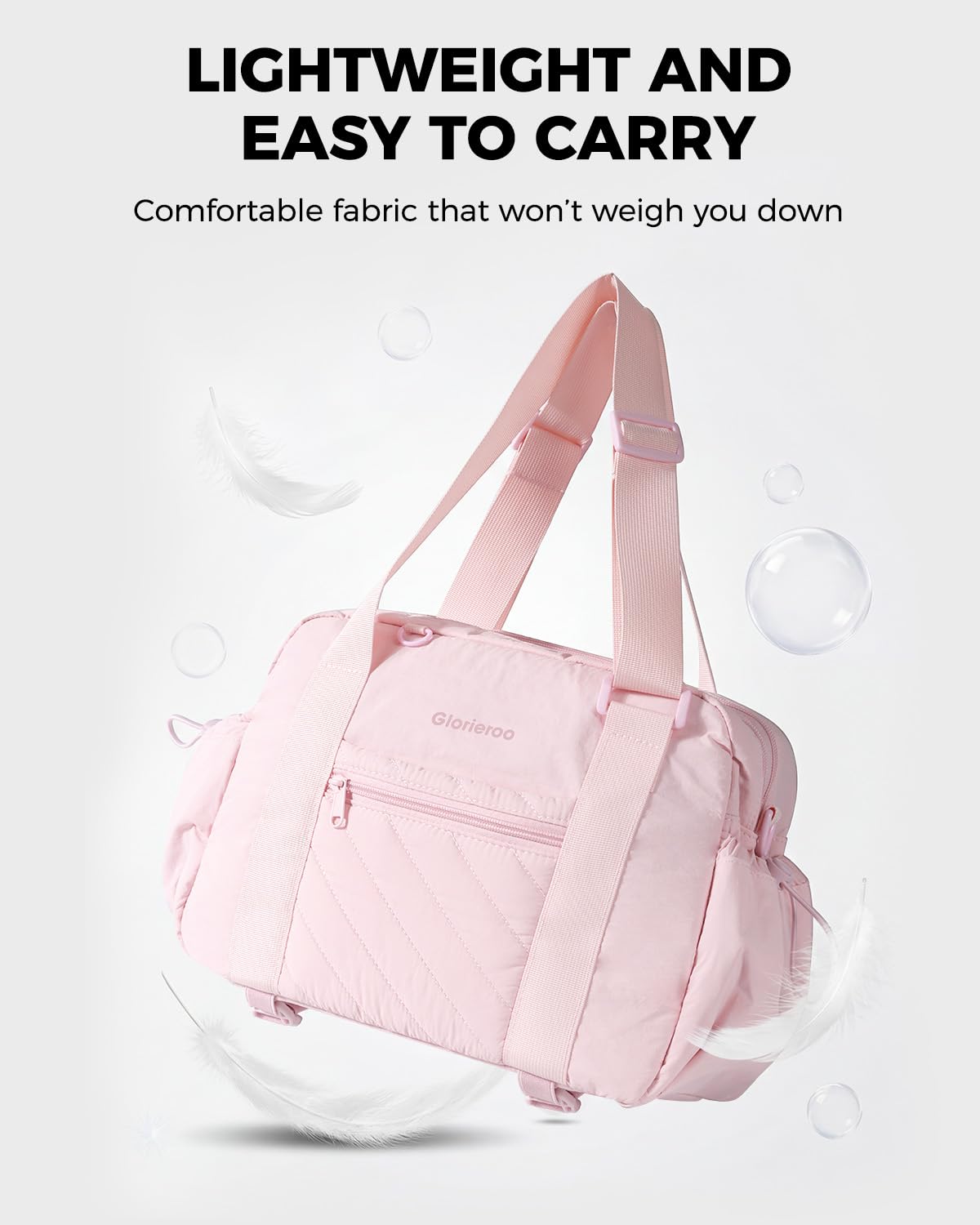 Small Gym Bag for Women - Puffer Duffle Weekender Work Duffel Carry on Overnight Nurse Dance Yoga Workout Tote Bag with Yoga Mat Holder Wet Compartment Coin Purse BPA-Free