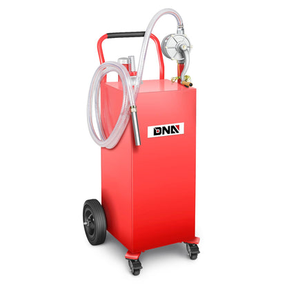 DNA MOTORING 35 Gallon Gas Caddy Fuel Tank Container, Large Gasoline Diesel Can with Wheels, Rotary Hand Pump for Cars, Lawn Mowers, ATVs, Boats, TOOLS-00387