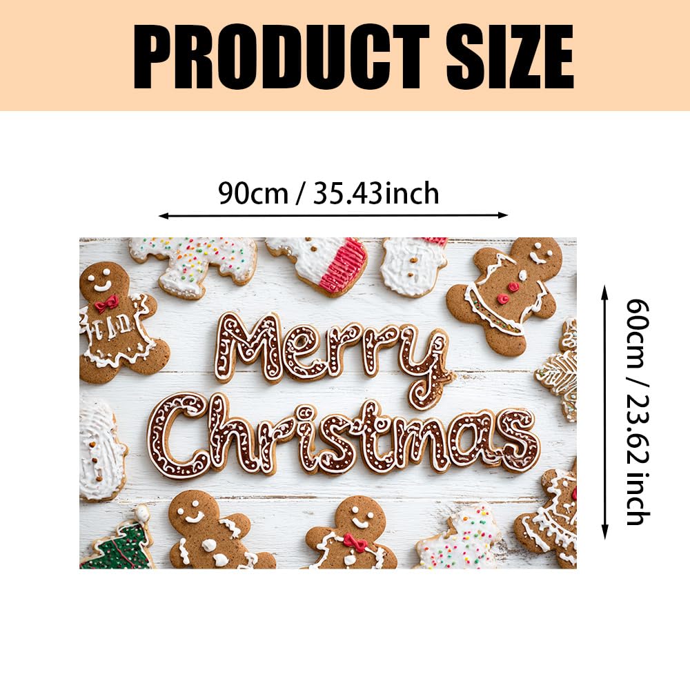 WDESYADMS Kitchen Wall Decals 35.4x23.6 Inch Christmas Gingerbread Cookie Pattern PVC Holiday Baking Theme Decorative Wall Sticker for Festive Cooking Spaces