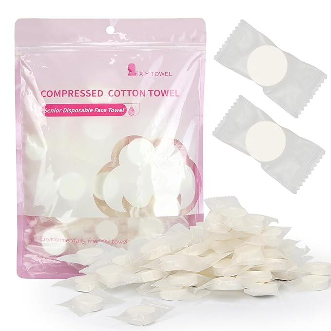 Classycoo Thick Disposable Compressed Towels Tablets- Individually Wrapped Face