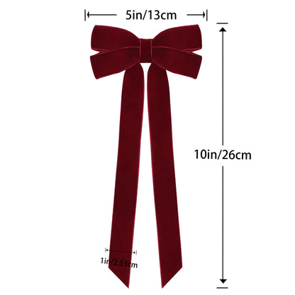 12Pcs Burgundy Velvet Ribbon Bows Christmas Tree Decorations,5in x 10in Xmas Ornaments for Tree Home Party Front Door Wreath Garland Holiday Decor
