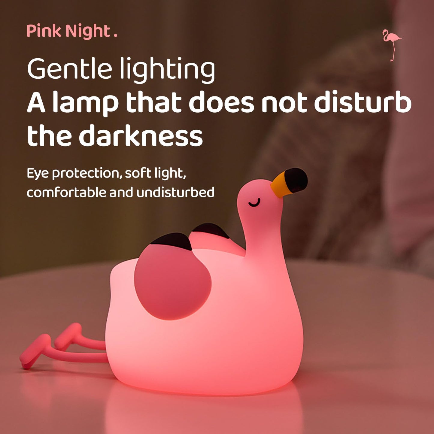 DADYLOBO Pink Flamingo Night Light for Kids, Dimmable Silicone LED Baby Nursery Night Light, Funny Nightlight Girls Trendy Gifts, Rechargeable Bedside Lamp Kawaii Pink Decor for Bedroom Home Office