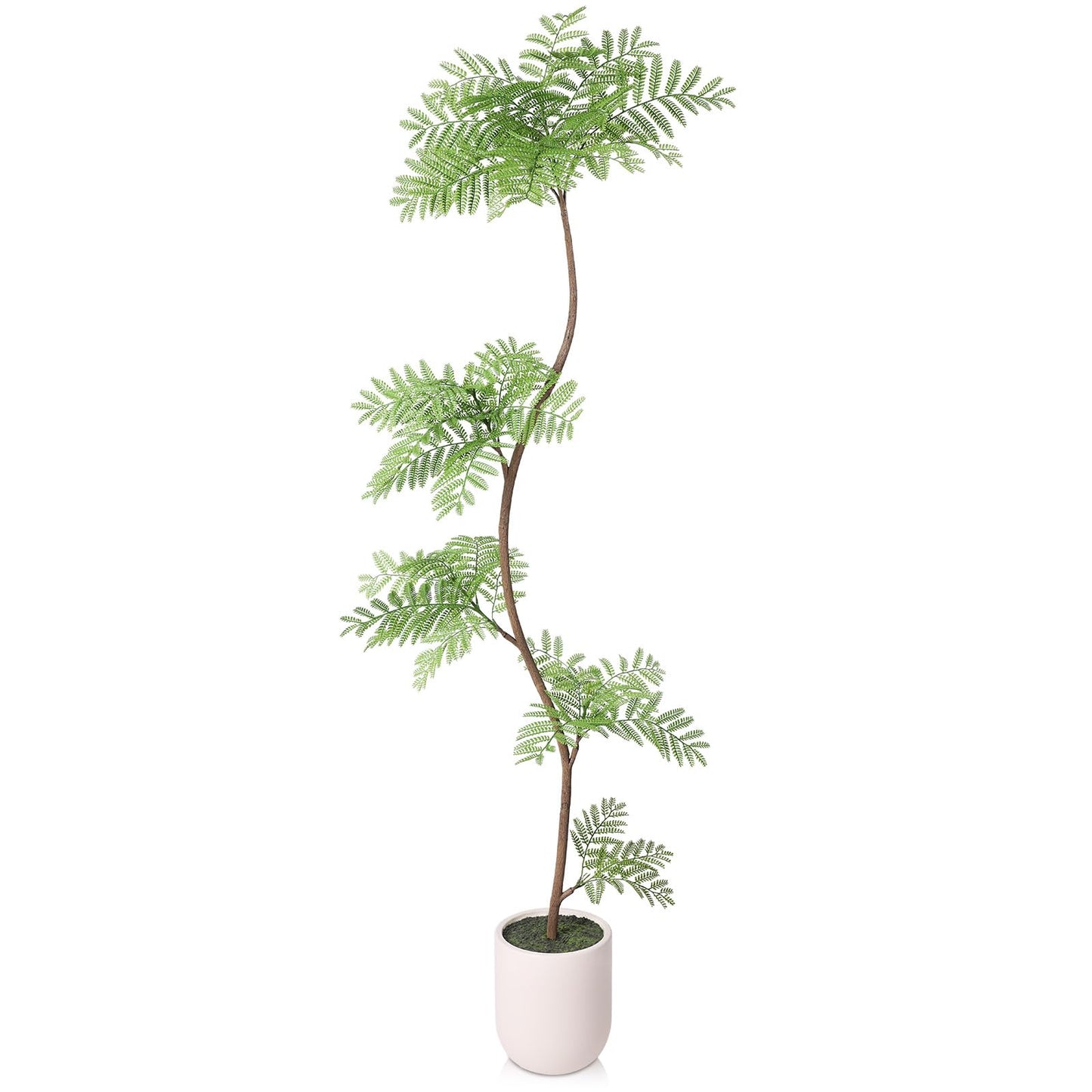 VeriNatural Artificial Jacaranda Tree 7FT Tall,Faux Plants Indoor – Lifelike Adjustable Branches Fake Trees with White Planter for Living Room, Bedroom, Office,Home Decor