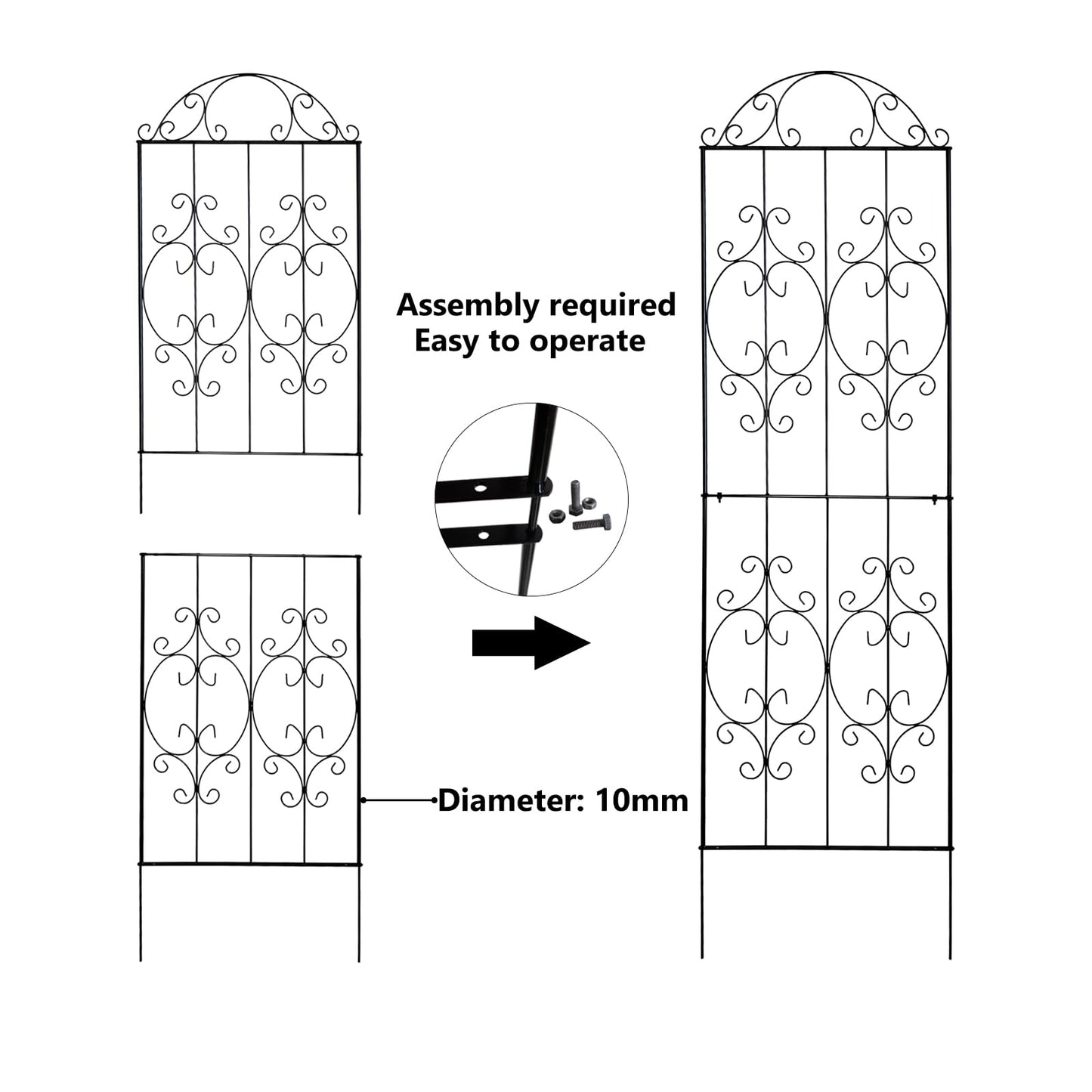 Thealyn Garden Trellis 2 Pack 80 Inch.H x 22 Inch.W Heavy-Duty Climbing Plant Trellis Metal Plant Supports Suitable Supporting Climbing Plants Outdoor, Roses, Vegetables, Vines, Flowers