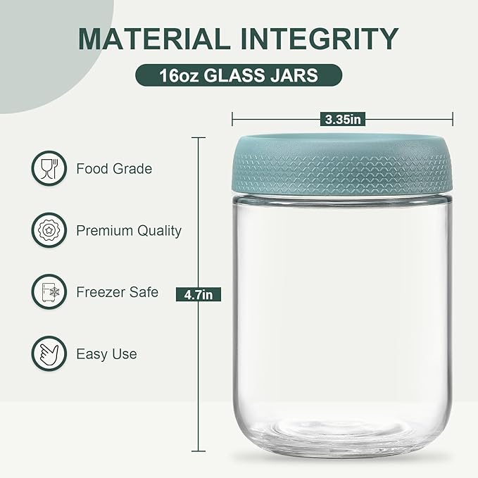 NETANY 12-pack 16oz Glass jars