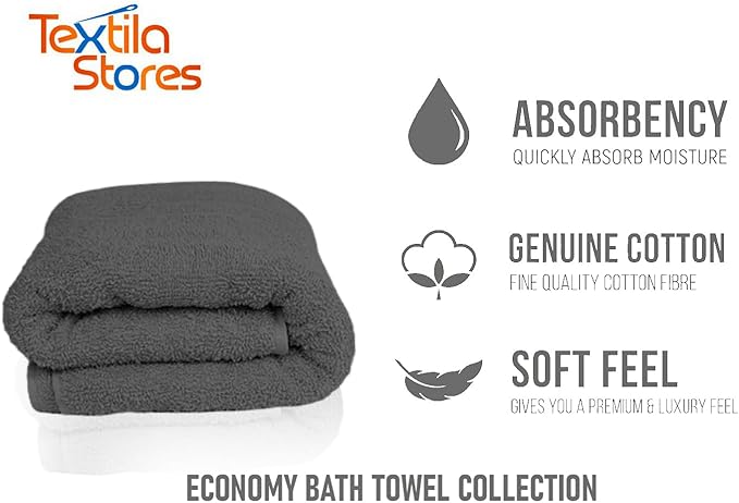 Basic Medium Bath Towels 24x48 Inches – Pack of 6 – Grey Color – Soft and