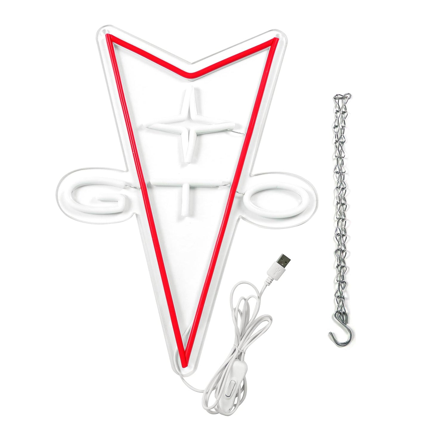 AHlove GTO Neon Car Signs for Store Wall Decor， Led Business Sign Suitable for Man Cave、Bedroom、Garage、Party, Birthday、Christmas Gifts for Boys 5V Power Adapter 16 * 12Inch(white+red)