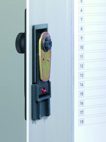 Durable Key Safe Box 72 - Wall Mounted Key Holder Cabinet with Combination Lock Holds 72 Key Clip Tags - Securely Lock Keys - Aluminum Blue Key Safe Including 6 Key Clip Tags