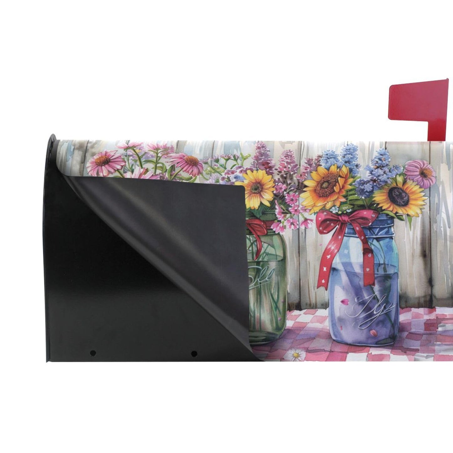 ALAZA Spring Floral Jars Rustic Magnetic Mailbox Cover MailWraps Garden Yard Home Decor for Outside Standard Size-18"x 20.8"