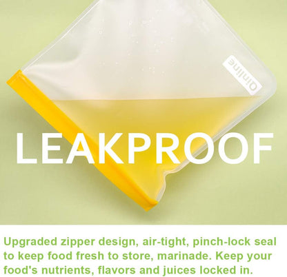 Reusable Food Storage Bags - 24 Pack Freezer Bag, Reusable Bags Silicone, Extra Thick Leakproof Lunch Bag