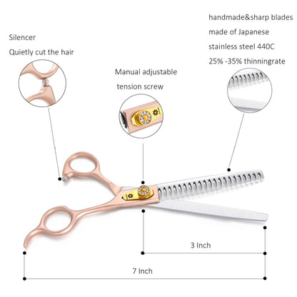 Dream Reach 7'' Professional Pet Grooming Chunker Scissors, 440C Japanese Steel Chunker Shears for Dog Cat and More Pets